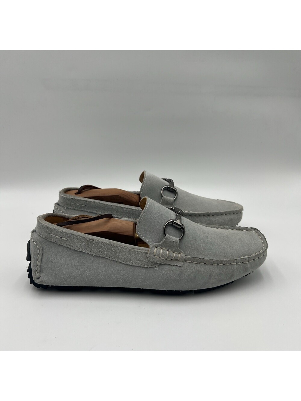 Men’s Saks Fifth Avenue Light Blue suede driving moccasin loafer Size 7M